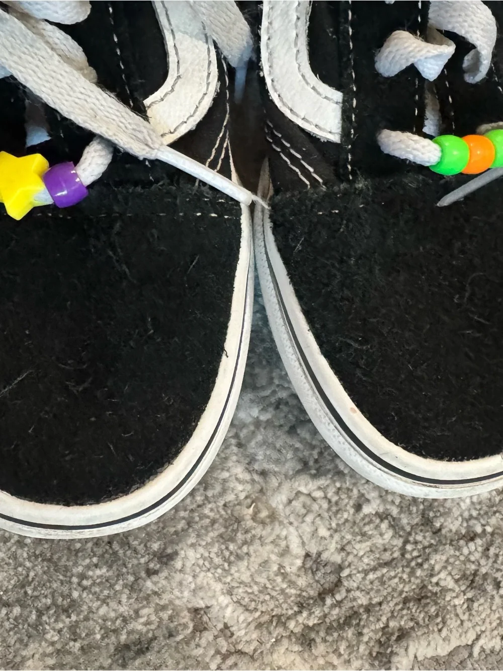 Vans Kids Black and White Skate Sneakers with Colorful Bead Accents